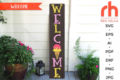 Summer Porch Sign SVG, Vertical Welcome Sign, Ice Cream Cone SVG, Summer Leaner SVG, Glowforge Laser File, Cricut Cut Files, Summer Door Hanger, Housewarming Gift, Ice Cream Parlor Sign, Front Porch Sitter svg, Sweet Summer Decor, Vertical Sign SVG