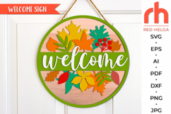 leaves sign svg, floral sign svg, leaf hanger svg, layered welcome sign svg, autumn circle sign dxf, fall door sign svg, round hanging sign svg, laser cut file, harvest sign svg, thanksgiving sign svg, wood floral sign svg, outdoor sign svg, backyard sign