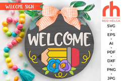 back to school svg, school door sign, welcome sign svg, floral pencil svg, classroom hanger svg, hanging sign svg, laser cut file, teacher door sign, gift for teacher, layered door sign, cute teacher sign, first day sign, wood sign, bulletin board