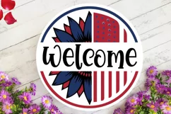 Welcome SVG, 4th Of July Round Sign SVG Design Product Image 3