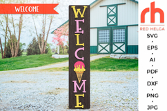 Summer Porch Sign SVG, Vertical Welcome Sign, Ice Cream Cone SVG, Summer Leaner SVG, Glowforge Laser File, Cricut Cut Files, Summer Door Hanger, Housewarming Gift, Ice Cream Parlor Sign, Front Porch Sitter svg, Sweet Summer Decor, Vertical Sign SVG