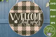 Fall Farmhouse Round Sign Svg, Welcome Autumn Porch Decor Product Image 1