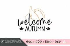 Welcome autumn SVG , Autumn Pumpkin SVG , Autumn SVG Product Image 1