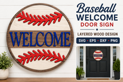 Baseball Welcome Sign SVG | Softball Door Hanger Laser File Product Image 1