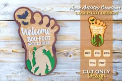 Welcome Boo-Foot Spotted Here Laser Cut Round Sign Product Image 1