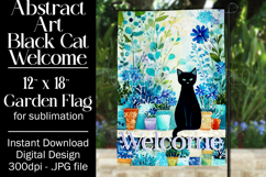 Black Cat Garden Flag, Abstract Welcome Garden Flag Design 3 Product Image 1