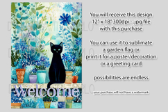 Black Cat Garden Flag, Abstract Welcome Garden Flag Design 3 Product Image 2