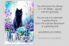Black Cat Garden Flag, Floral Welcome Garden Flag Design 1 Product Image 2