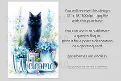 Black Cat Garden Flag, Floral Welcome Garden Flag Design 2 Product Image 2
