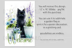 Black Cat Garden Flag, Floral Welcome Garden Flag Design 4 Product Image 2