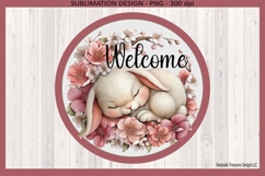 Welcome Sleeping Bunny Door Sign Printable Sublimation Png Product Image 1