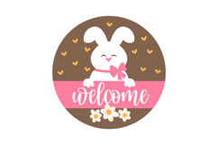 Welcome Easter Bunny Round Porch Sign Laser Cut SVG Product Image 2