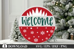Welcome - Christmas Round Sign Design Product Image 1