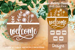 Welcome Floral Summer Round Sign Laser Cut SVG Template Product Image 1