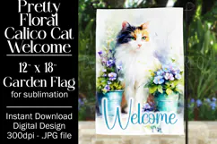 Calico Cat Garden Flag, Floral Welcome Garden Flag Design 1 Product Image 1