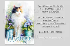 Calico Cat Garden Flag, Floral Welcome Garden Flag Design 1 Product Image 2