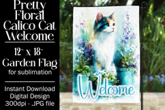 Calico Cat Garden Flag, Floral Welcome Garden Flag Design 2 Product Image 1