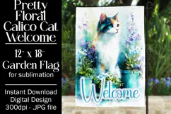 Calico Cat Garden Flag, Floral Welcome Garden Flag Design 2 Product Image 1