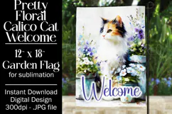 Calico Cat Garden Flag, Floral Welcome Garden Flag Design 3 Product Image 1