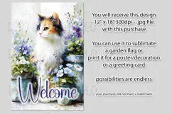 Calico Cat Garden Flag, Floral Welcome Garden Flag Design 3 Product Image 2