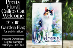 Calico Cat Garden Flag, Floral Welcome Garden Flag Design 4 Product Image 1