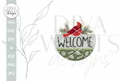 Welcome SVG Cardinal Door Hanger SVG Christmas Cardinal SVG Product Image 2