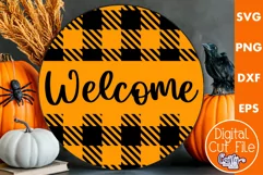 Farmhouse Halloween Round Sign, Welcome Svg Door Hanger File Product Image 1