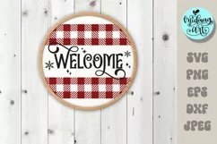 Welcome christmas round wood sign svg, winter Outdoor sign Product Image 3