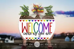 Welcome Come As You Are SVG Gay Pride Door Hanger SVG Product Image 1