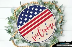 Welcome SVG, 4th Of July Round Sign SVG Design Product Image 3