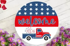 Welcome SVG, 4th Of July Round Sign SVG Design Product Image 3