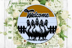Welcome Chickens Farm Round Sign Laser Cut SVG Product Image 1