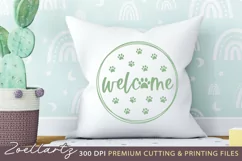 Dog Round Sign SVG Welcome Home Sign with Paw Prints SVG Product Image 2