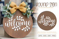 Welcome Sign for Door Hanger, Porch Laser Cut SVG Template Product Image 1