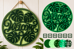 Monstera Welcome Sign Multilayered SVG Laser Cut Design Product Image 1