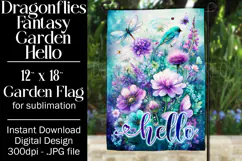 Dragonflies Garden Flag, Fantasy Garden Hello Flag, f26 Product Image 1