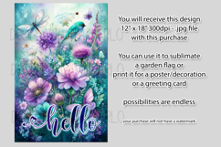 Dragonflies Garden Flag, Fantasy Garden Hello Flag, f26 Product Image 2