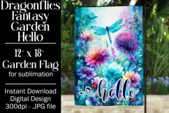 Dragonflies Garden Flag, Fantasy Garden Hello Flag, f27 Product Image 1