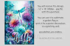 Dragonflies Garden Flag, Fantasy Garden Hello Flag, f27 Product Image 2