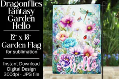 Dragonflies Garden Flag, Fantasy Garden Hello Flag, f28 Product Image 1
