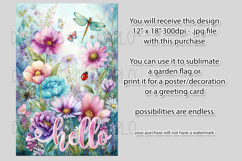 Dragonflies Garden Flag, Fantasy Garden Hello Flag, f28 Product Image 2
