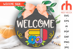 back to school svg, school door sign, welcome sign svg, floral pencil svg, classroom hanger svg, hanging sign svg, laser cut file, teacher door sign, gift for teacher, layered door sign, cute teacher sign, first day sign, wood sign, bulletin board