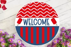 Welcome SVG, 4th Of July Round Sign SVG Design Product Image 3
