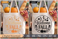 Welcome Fall SVG File | Fall Round Sign SVG Product Image 4