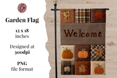 Fall Patchwork Welcome Garden Flag Sublimation Design Product Image 2