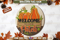 Welcome Fall Sign Laser Cut, Wooden Fall Round Door Hanger Product Image 1