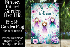 Fairy Garden Flag, Sublimation Fantasy Garden Flag Design 1b Product Image 1