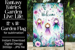 Fairy Garden Flag, Sublimation Fantasy Garden Flag Design 1b Product Image 1