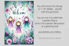 Fairy Garden Flag, Sublimation Fantasy Garden Flag Design 1b Product Image 2
