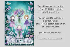 Fairy Garden Flag, Sublimation Fantasy Garden Flag Design 10 Product Image 2
